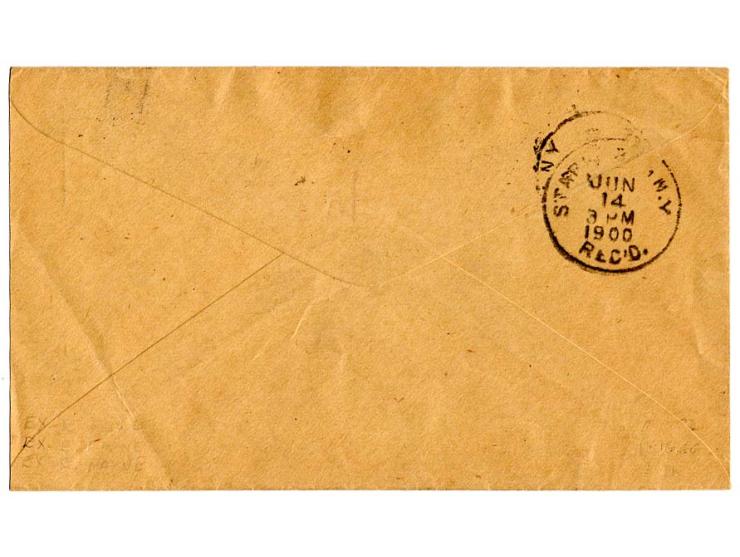 1900, Paris: "US.POSTAL STA. PARIS EXPN. 4.6. UNITED STATES POSTAL STATION PARIS EXPOSITION", Maschinen-Flaggenstempel auf po