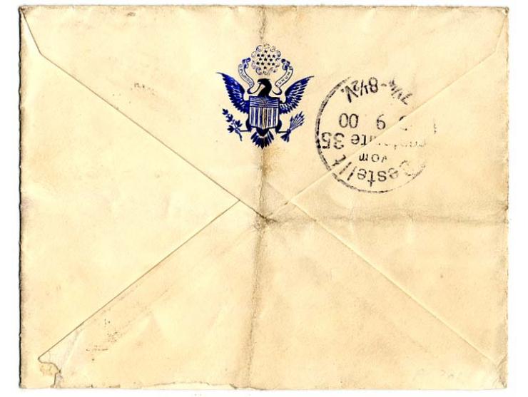 offiz. Umschlag mit Vordruck "UNITED STATES PAVILION PARIS EXPOSITION 1900" (rückseitig mit blau geprägtem US-Wappen) mit frz