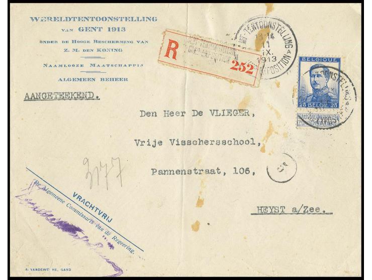Freimarke 25 C. für die Einschreibe-Gebühr auf sonst portofreiem Vordruckbrief "WERELDTENTOONSTELLING..." mit Unterschriften-