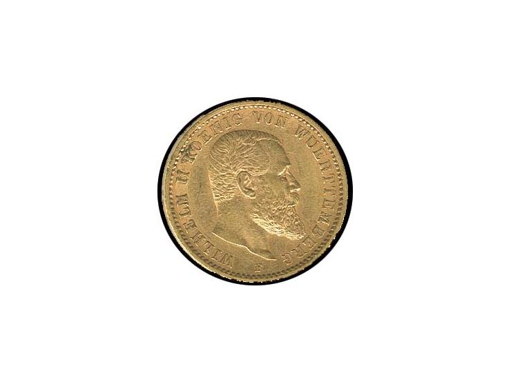 DEUTSCHES REICH: 20 M. Wilhelm II, GOLD, etwas Patina, sonst in guter Erhaltung