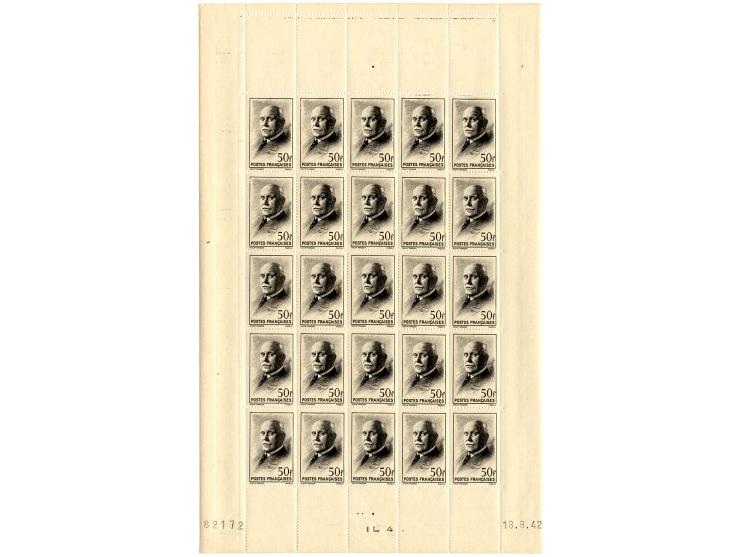 Marschall Petain 50 Fr., 21750 Stück in kpl. Bogen, postfrisch (Mi.-Nr. 556; Yv.-Nr. 525; Yv. 117.540,-)