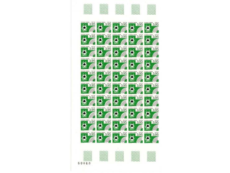 1984, Spielkarten mit Vorausentwertung 1,14-3,95 Fr. ungezähnt, 90 kpl. postfrische Sätze in Bogenteilen (Mi.-Nr. 2434-37U; Y
