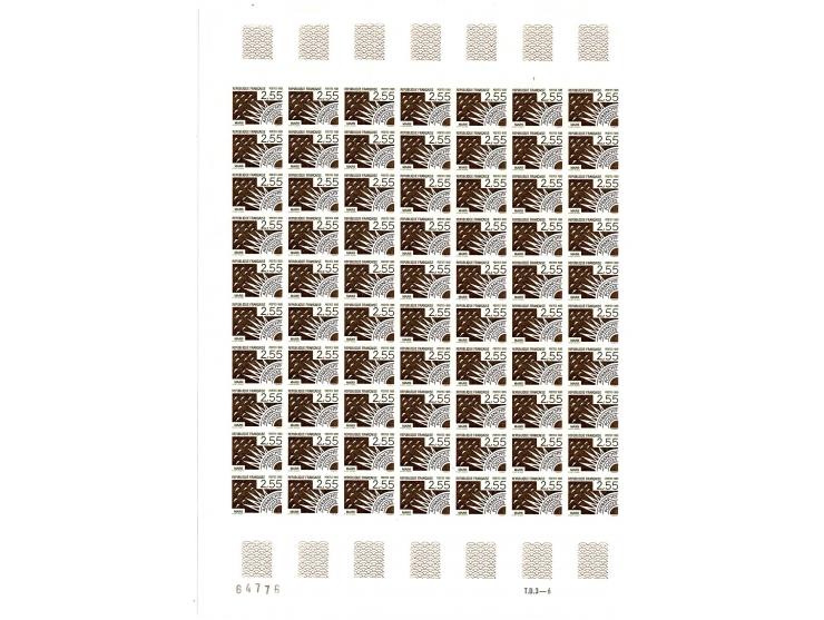 1985, Die Zwölf Monate 1,22-4,23 Fr. mit Vorausentwertung ungezähnt, 70 kpl. postfrische Sätze in Bogenteilen (Mi.-Nr. 2479-8