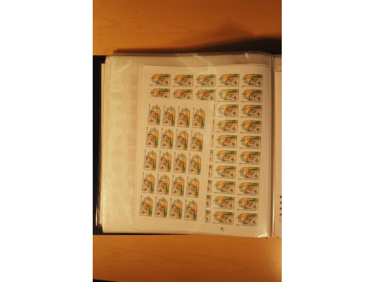 1991, 20 Ausgaben ex Mi.-Nr. 2818-70U bzw. Yv.-Nr. 2681n.d.-2735a in Mengen von 90 bis 250 Stück, ungezähnt, postfrisch, teil