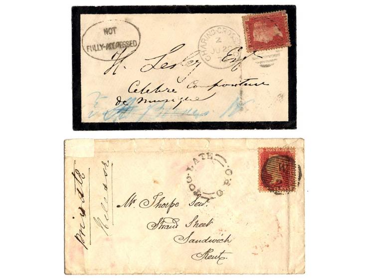 1855/81, 5 frankierte Briefe, dabei Brief mit u.a. Paar Mi.-Nr. 5 nach Italien, Einschreiben nach Norwegen etc.