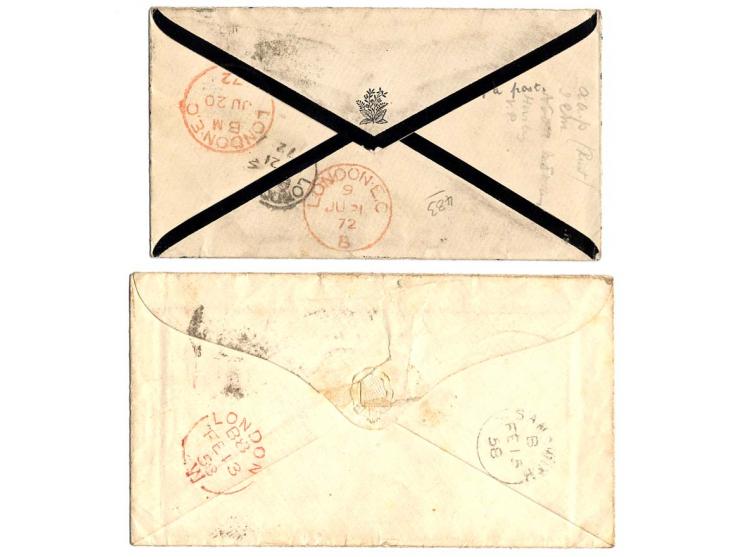 1855/81, 5 frankierte Briefe, dabei Brief mit u.a. Paar Mi.-Nr. 5 nach Italien, Einschreiben nach Norwegen etc.