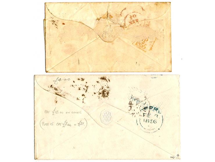 1855/81, 5 frankierte Briefe, dabei Brief mit u.a. Paar Mi.-Nr. 5 nach Italien, Einschreiben nach Norwegen etc.