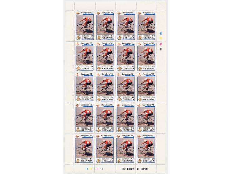 1990, Olympia Barcelona 10 C.-5 $ und Olympia-Blockpaar, jeweils ca. 15.000 kpl. Garnituren (Mi.-Nr. 2139-48, Bl.251-52; Mi. 