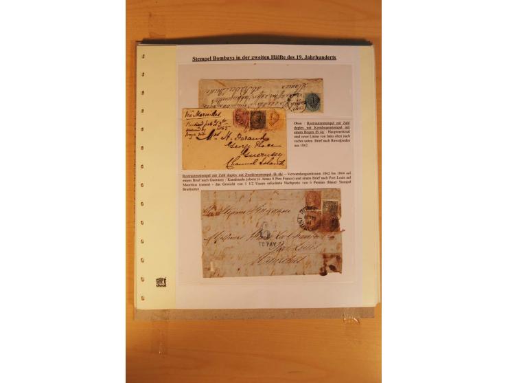 1854/82, 24 Briefe von Bombay, dabei verschiedene Stempel, R-Brief, Briefe nach Mauritius, Schottland, Guernsey etc., untersc