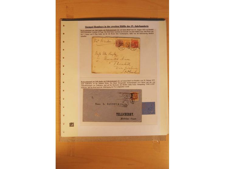 1854/82, 24 Briefe von Bombay, dabei verschiedene Stempel, R-Brief, Briefe nach Mauritius, Schottland, Guernsey etc., untersc