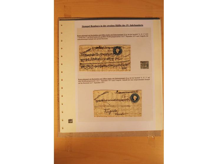 1854/82, 24 Briefe von Bombay, dabei verschiedene Stempel, R-Brief, Briefe nach Mauritius, Schottland, Guernsey etc., untersc