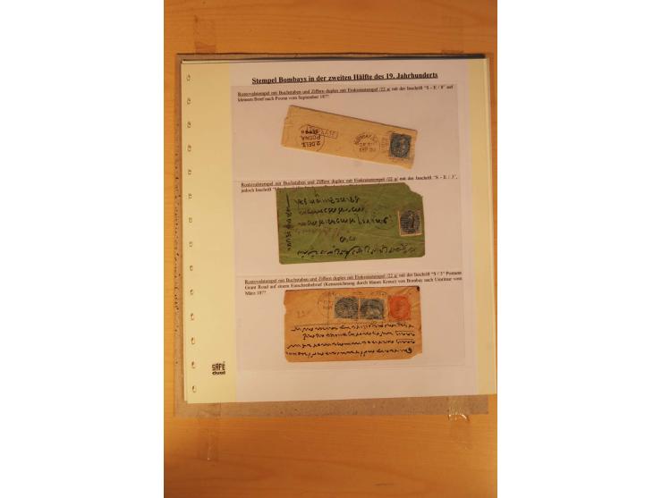 1854/82, 24 Briefe von Bombay, dabei verschiedene Stempel, R-Brief, Briefe nach Mauritius, Schottland, Guernsey etc., untersc