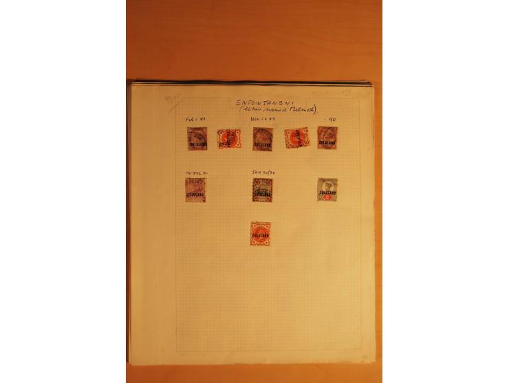1883/96,  Stempelsammlung mit ca. 200 Marken und Briefstücken, dazu eine interessante Korrespondenz zum Thema