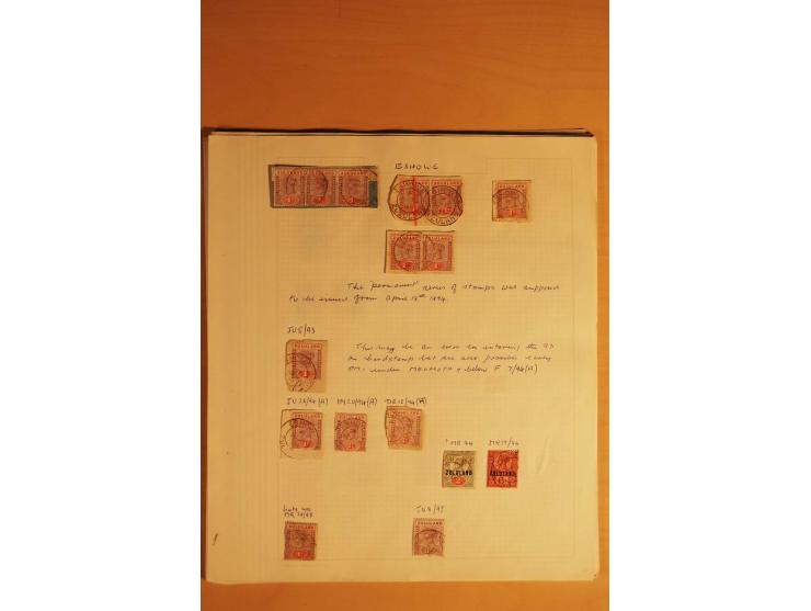 1883/96,  Stempelsammlung mit ca. 200 Marken und Briefstücken, dazu eine interessante Korrespondenz zum Thema