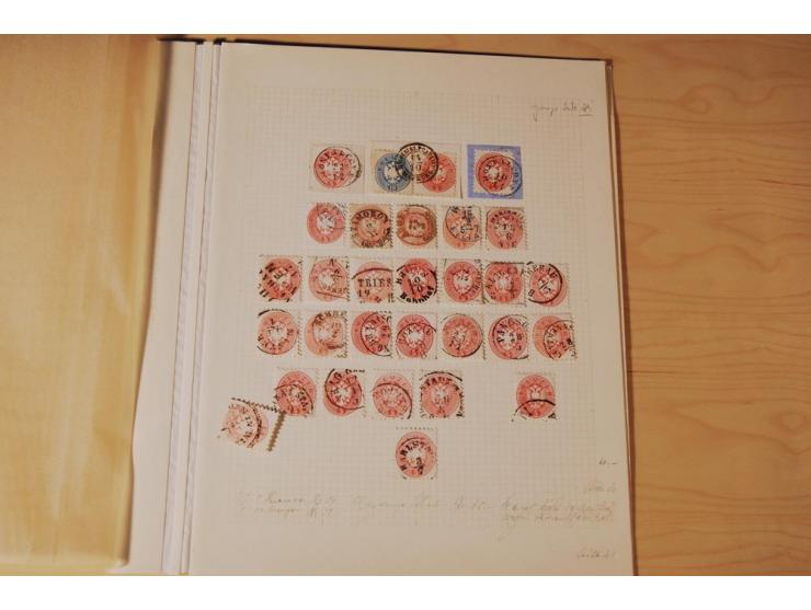 1850/64, gestempelte Partie, viel erste Ausgabe, dabei Einheiten, Briefstücke, volle und klare Stempel, dazu etwas Post Levan