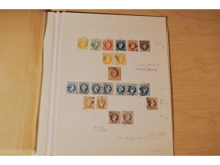 1850/64, gestempelte Partie, viel erste Ausgabe, dabei Einheiten, Briefstücke, volle und klare Stempel, dazu etwas Post Levan