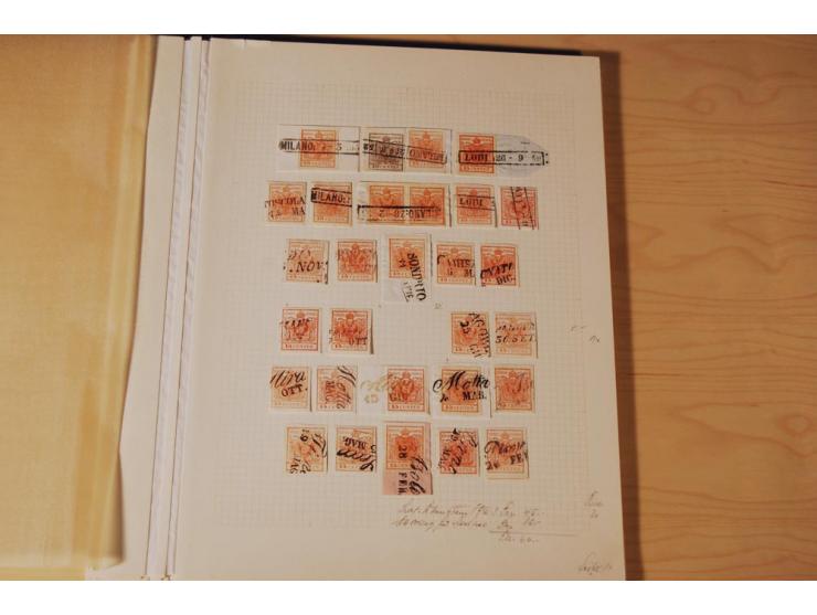 1850/64, gestempelte Partie, viel erste Ausgabe, dabei Einheiten, Briefstücke, volle und klare Stempel, dazu etwas Post Levan