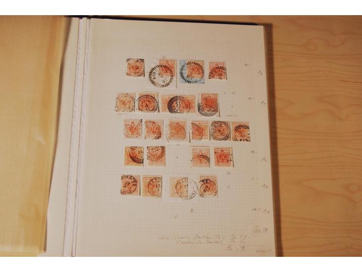 1850/64, gestempelte Partie, viel erste Ausgabe, dabei Einheiten, Briefstücke, volle und klare Stempel, dazu etwas Post Levan