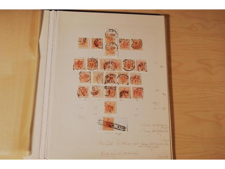 1850/64, gestempelte Partie, viel erste Ausgabe, dabei Einheiten, Briefstücke, volle und klare Stempel, dazu etwas Post Levan