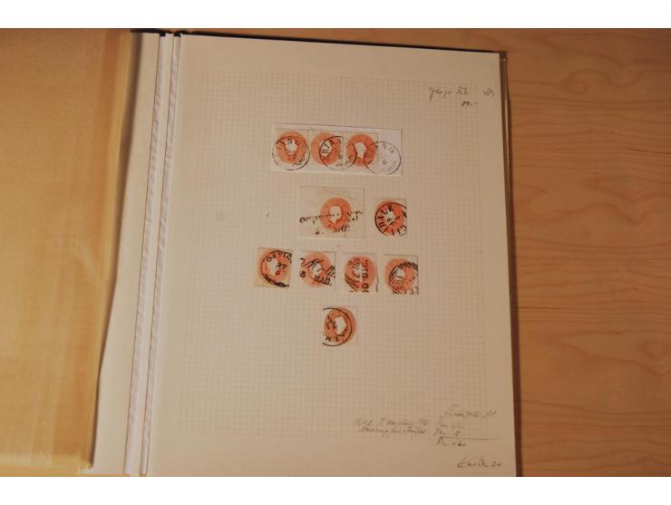 1850/64, gestempelte Partie, viel erste Ausgabe, dabei Einheiten, Briefstücke, volle und klare Stempel, dazu etwas Post Levan
