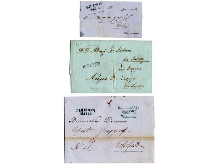 1854/62, 8 markenlose datierte Briefe mit kyrillischen Orts- oder Franco-Stempeln