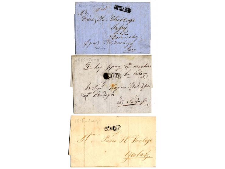 1854/62, 8 markenlose datierte Briefe mit kyrillischen Orts- oder Franco-Stempeln