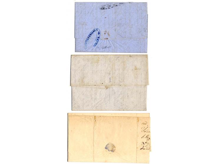 1854/62, 8 markenlose datierte Briefe mit kyrillischen Orts- oder Franco-Stempeln