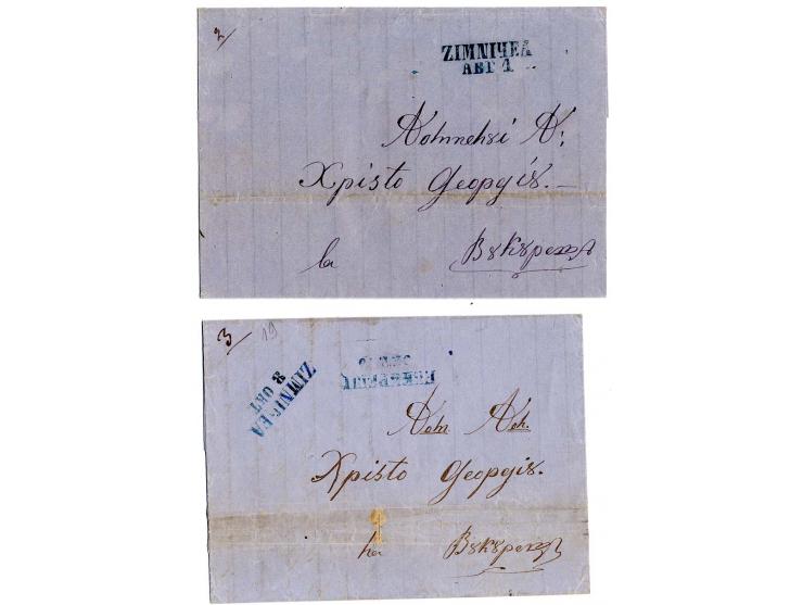 1854/62, 8 markenlose datierte Briefe mit kyrillischen Orts- oder Franco-Stempeln