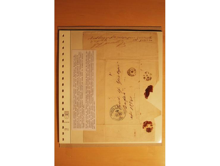 1857/64 (ca.), 23 markenlose Briefe und ein Briefteil mit besseren Stempeln, dabei rote und blaue, R-Briefe etc.
