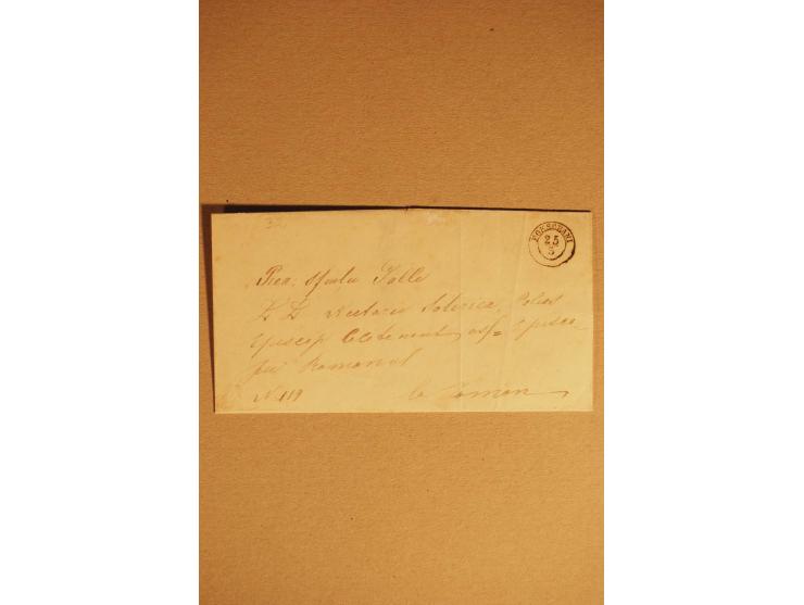 1857/64 (ca.), 23 markenlose Briefe und ein Briefteil mit besseren Stempeln, dabei rote und blaue, R-Briefe etc.