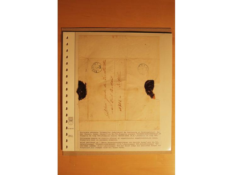 1857/64 (ca.), 23 markenlose Briefe und ein Briefteil mit besseren Stempeln, dabei rote und blaue, R-Briefe etc.