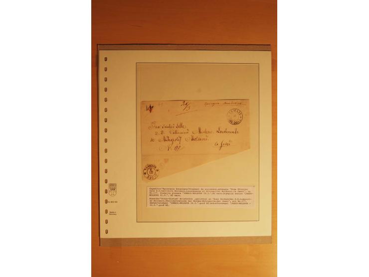 1857/64 (ca.), 23 markenlose Briefe und ein Briefteil mit besseren Stempeln, dabei rote und blaue, R-Briefe etc.