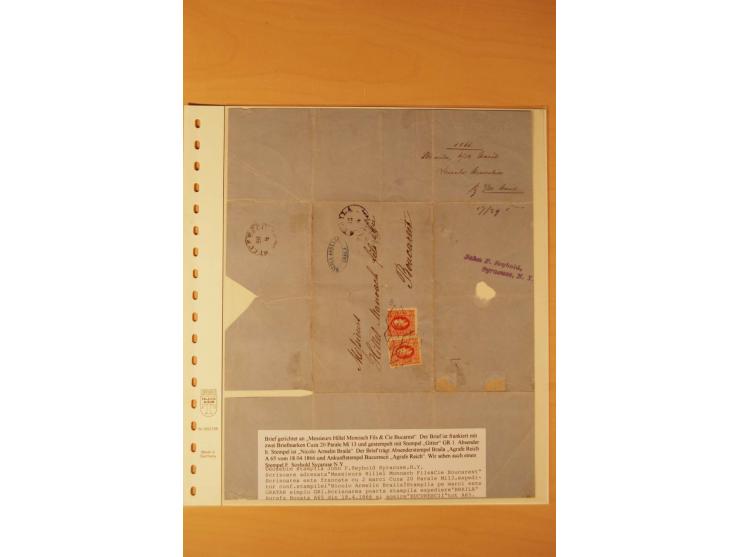 1865, Cuza 20 Par., 10 Briefe in unterschiedlicher Erhaltung, dabei Brief mit 2 Marken, ex Seybold, Syracuse
 