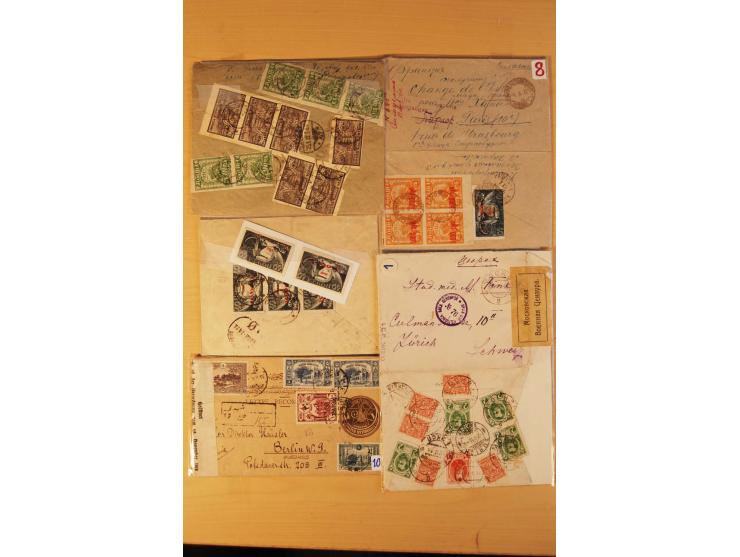 1908/1931, 28 Briefe und Karten, dabei R-Briefe, Massenfrankaturen, Tauschkontrollmarken und bessere Frankaturen, dazu u.a. e