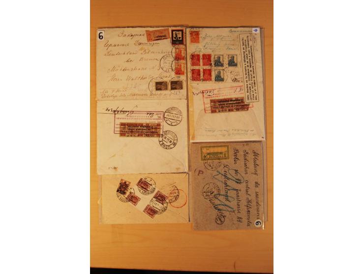 1908/1931, 28 Briefe und Karten, dabei R-Briefe, Massenfrankaturen, Tauschkontrollmarken und bessere Frankaturen, dazu u.a. e