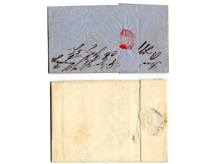 1851/57, 5 Faltbriefe von Nis nach Aleksinac mit unterschiedlichen handschriftlichen Vermerken