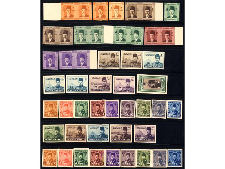 1927/52 (ca.), Partie von 245 ungezähnten Probedrucken auf Kartonpapier mit rückseitigem Aufdruck "cancelled", viele verschie