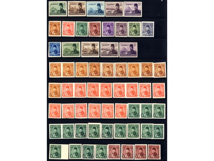 1927/52 (ca.), Partie von 245 ungezähnten Probedrucken auf Kartonpapier mit rückseitigem Aufdruck "cancelled", viele verschie