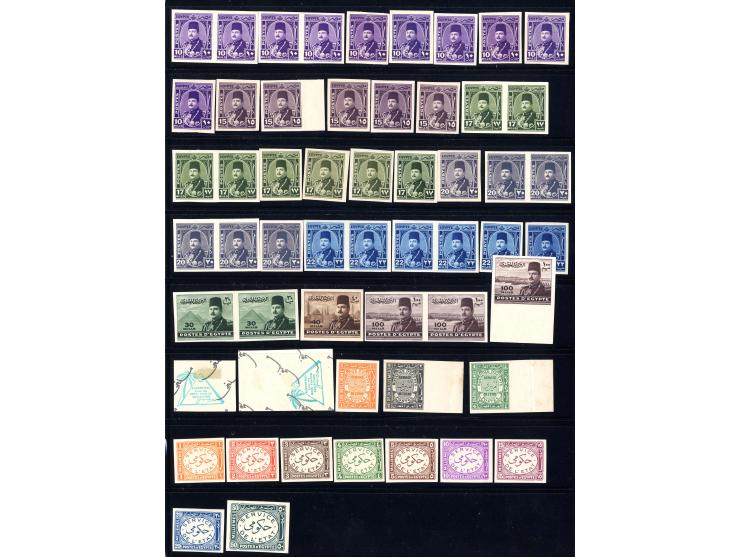 1927/52 (ca.), Partie von 245 ungezähnten Probedrucken auf Kartonpapier mit rückseitigem Aufdruck "cancelled", viele verschie