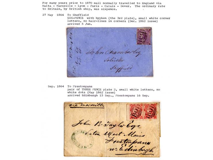BRITISCHES POSTAMT: 10 verschiedene Briefe, meist von Alexandria nach England bzw. zwei Briefe nach Bombay, ein Brief "incomi