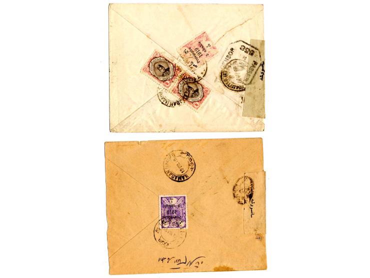 1818/19, 3 Briefe mit britischer und 1 Brief mit persischer Zensur, davon 2 Briefe mit zusätzlichen Spendenmarken