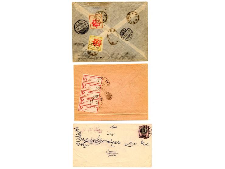 1876/1923, 15 Briefe und Ganzsachenumschläge sowie 5 Barnamehs; nur bessere Frankaturen und Stempel