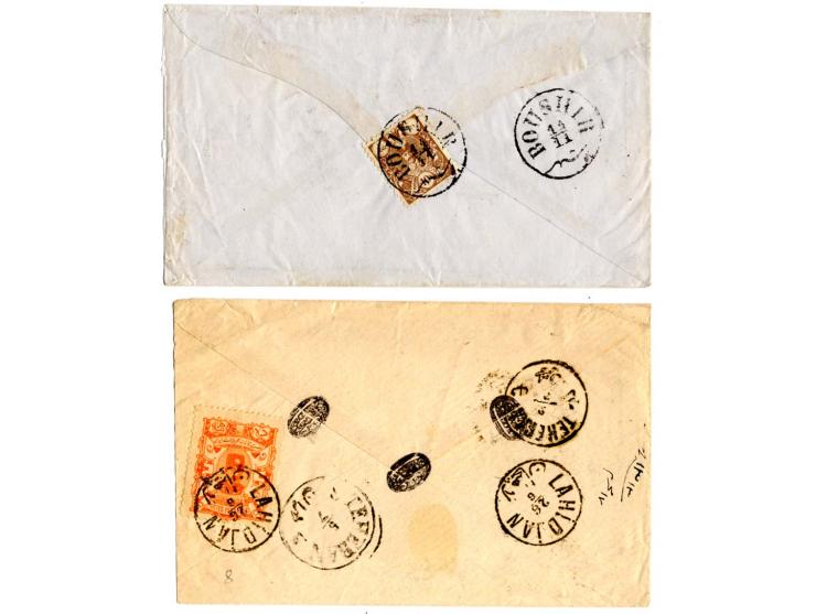 1885/94, 2 Briefe mit Einzelfrankatur Mi.-Nr. 53 und 84