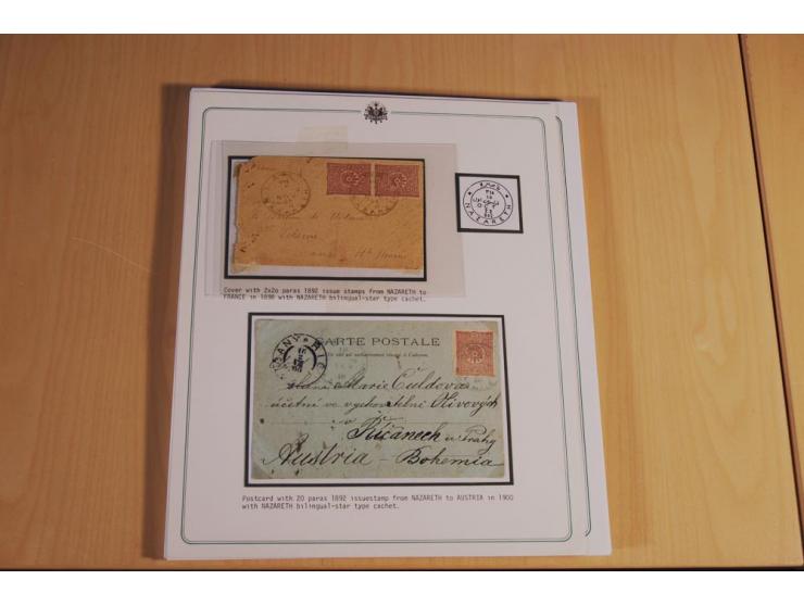 1873/1917 (ca.), aufgezogene Sammlung von rd. 250 Briefen, Briefkarten, Karten, Ganzsachen und Ansichtskarten, dabei Telegram