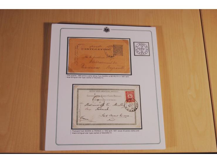 1873/1917 (ca.), aufgezogene Sammlung von rd. 250 Briefen, Briefkarten, Karten, Ganzsachen und Ansichtskarten, dabei Telegram