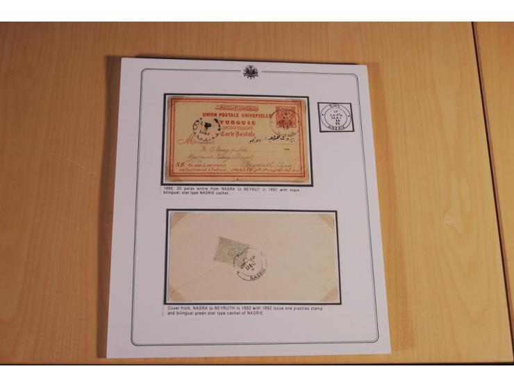 1873/1917 (ca.), aufgezogene Sammlung von rd. 250 Briefen, Briefkarten, Karten, Ganzsachen und Ansichtskarten, dabei Telegram