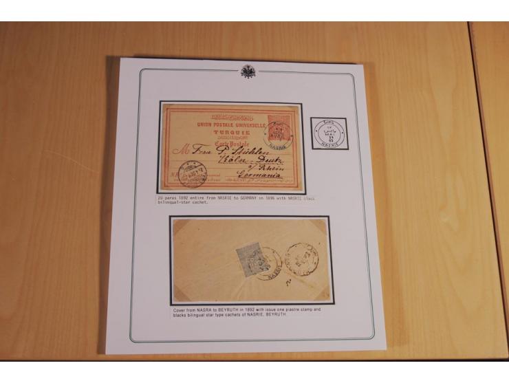 1873/1917 (ca.), aufgezogene Sammlung von rd. 250 Briefen, Briefkarten, Karten, Ganzsachen und Ansichtskarten, dabei Telegram