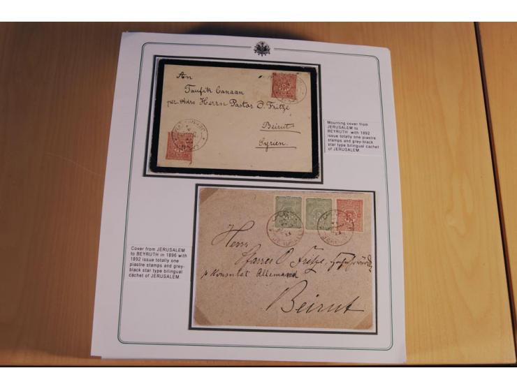 1873/1917 (ca.), aufgezogene Sammlung von rd. 250 Briefen, Briefkarten, Karten, Ganzsachen und Ansichtskarten, dabei Telegram