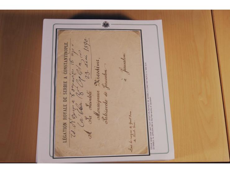 1873/1917 (ca.), aufgezogene Sammlung von rd. 250 Briefen, Briefkarten, Karten, Ganzsachen und Ansichtskarten, dabei Telegram