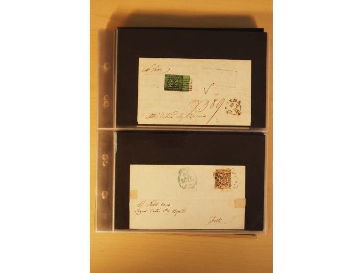  1855/1880, interessante Partie mit über 100 Briefen und Karten, dabei ein guter Teil Altitalien (Kirchenstaat, Parma und Tos